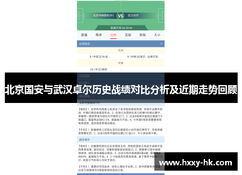北京国安与武汉卓尔历史战绩对比分析及近期走势回顾